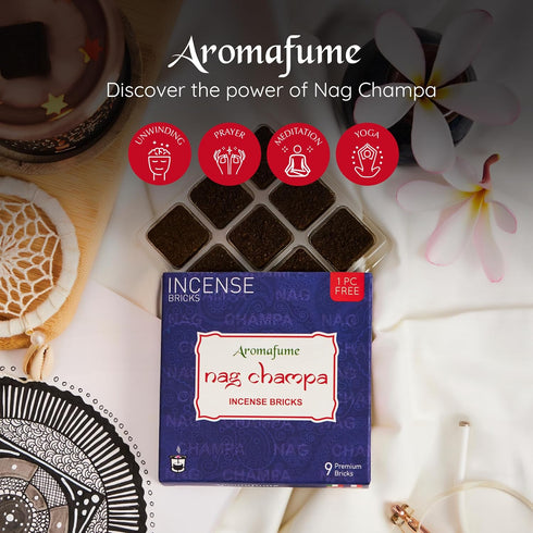 Nag Champa Incense Bricks (2 x 9 Bricks) & Tree of Life Exotic Incense Burner by Aromafume | Made with Sandalwood, Jasmine, Ylang Ylang & Champa F...