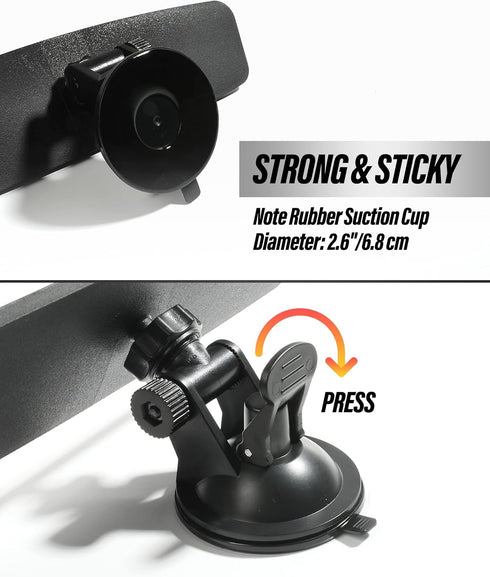 Suction Cup Rear View Mirror,Anti-Glare HD Car Interior Rearview Mirror with Adjustable Suction Cup,Universal Thickened Inside Rearview Mirror, Ca...