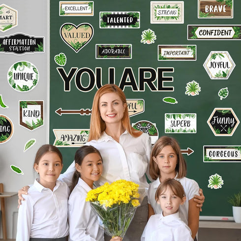 Bulletin Board Decoration Plant Farmhouse Welcome Bulletin Board Decor Set Postive Inspirational Motivational Cutouts Posters Kit Classroom School...