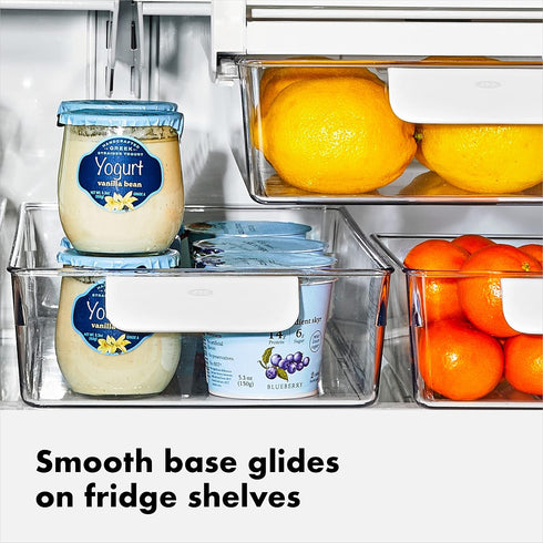 OXO Good Grips Fridge Organization Bin 5 in x 14 in - for Yogurt Cups, Small Produce, Berry Bins and More...