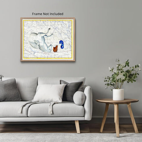 Posterizer 1 pcs-Johann Bode , Pegasus Equleus Delphinus-Celestial Map-Astrology & Zodiac Art-Astronomy & Celestial Art-Gift for Steampunk and Ast...