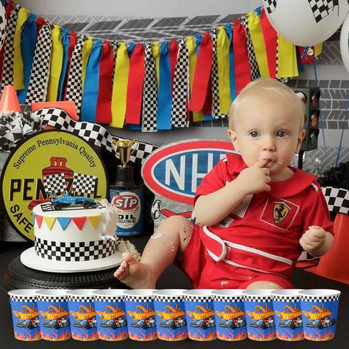 30Pcs Hot Car Happy Birthday Party Decoration Paper Cups Wheels Wild Wheels Race Car Paper Cups for Birthday 3 Styles Party Favors Paper Cups Part...