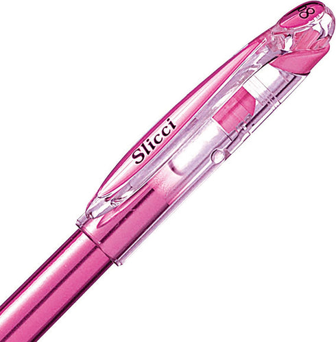 Pentel Arts Slicci Metallic 0.8 mm Needle Tip Gel Pen, Metallic Pink Ink, Box of 12 (BG208-Mp)...