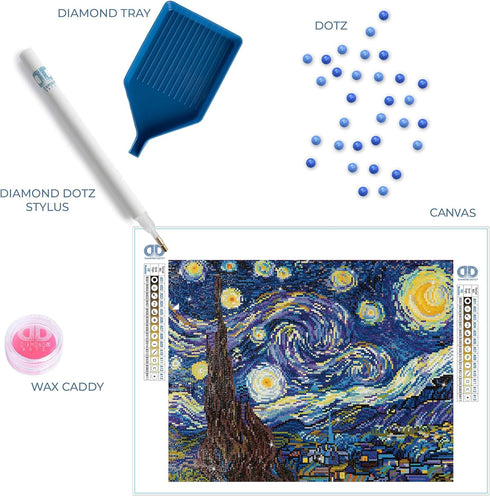 DIAMOND DOTZ Starry Night (Van Gogh) Diamond Painting Kits for Adults - Diamond Art Kits a Relaxing Creative Craft Kit with Dotz Gems 16x20...