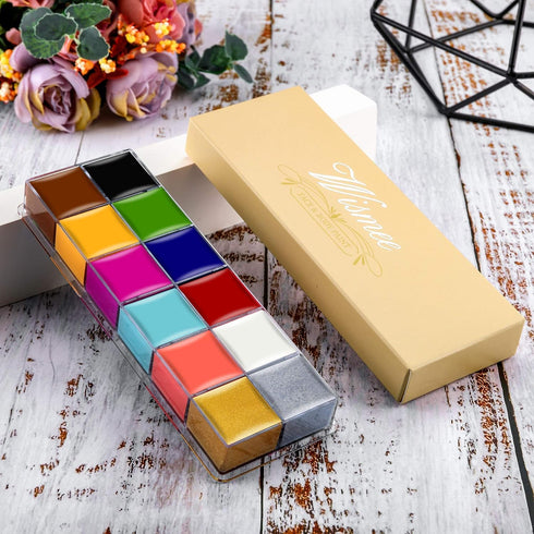Face Paint Makeup Palette Face Body Paint Set 12 Colors Christmas Halloween Face Paint Kit Sfx Makeup palette Cosplay Makeup Kit with 12 Brushes (...