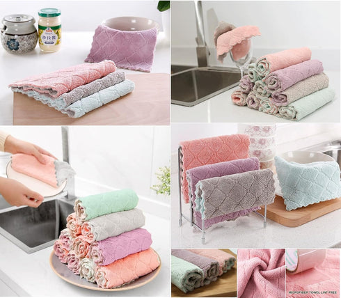 24 Pack Cleaning Cloth Kitchen Cloth, Dish Towels Super Absorbent Coral Velvet Dishtowels, Microfiber Premium Soft Tea Towels, Quick Dry Rags, Mul...