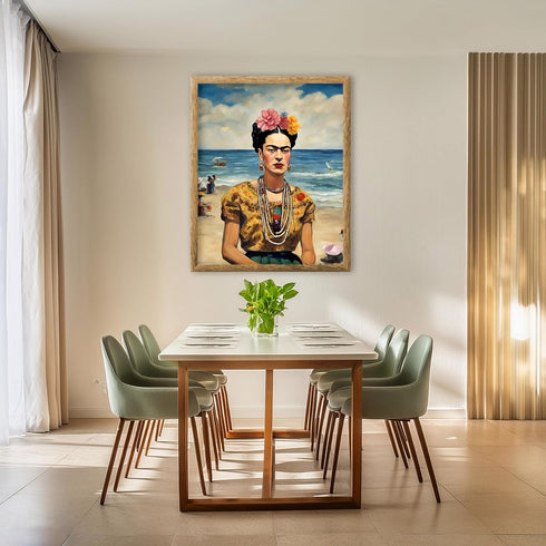 Posterizer 1 pcs- Frida Kahlo inspied art with retro clothing-Famous Figures Art Collection-Landscape & Nature Art- Living Room Bedroom Decor- unf...