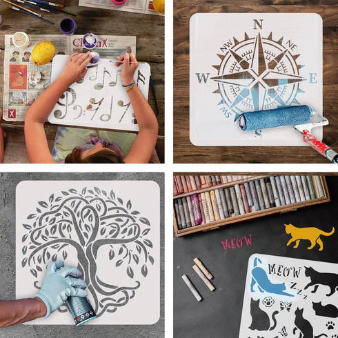 FINGERINSPIRE Wolf Stencils Decoration Template 11.7x8.3inch Plastic Forest Mountain Moon Drawing Painting Stencils A4 Reusable Stencils for Creat...