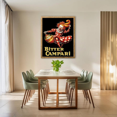 Posterizer 1 pcs-advertisement for "Bitter Campari" with a clown 1-Kitchen & Bar Art-Retro Art-Art Poster Print for Home, Office, Store, Bar- unfr...