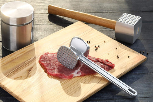 New Star Foodservice 36398 Wood Handle Aluminum Meat Tenderizer/Mallet/Hammer, 13-Inch Overall...