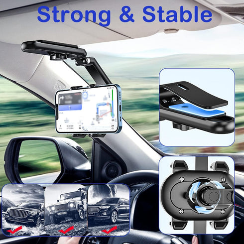 DOUBFIVSY 360 Rotatable Car Sun Visor Phone Holder, Compatible with iPhone 13 Pro Max/13 Pro/13/12 Pro Max/12 Pro/12, Galaxy z fold 3/ S21/S22, St...