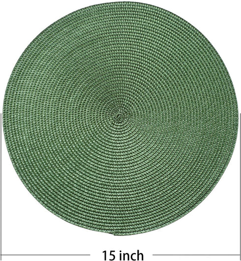 AHHFSMEI Round Braided Placemats 15 Inch Round Table Mats for Dining Tables Natural Woven Heat Resistant Place mats Set of 6 (Olive Green)...