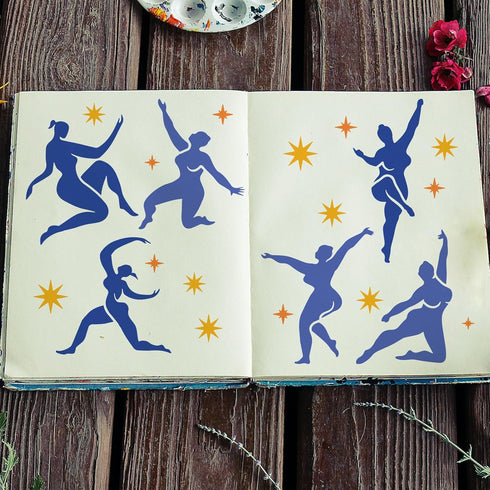 FINGERINSPIRE Dancing with Matisse Painting Stencil 11.8x11.8inch Reusable Dancer Stencils for Painting Dancing Matisse Drawing Template Decorativ...