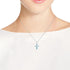 AeraVida Elegant X Cross Simulated Turquoise Inlay .925 Sterling Silver Pendant Necklace...