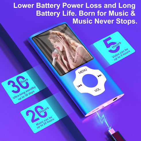 MYMAHDI 64GB MP3 Player with Bluetooth 5.2, LCD Screen Music Player Up to 128GB,MP3 Player for Kids with Music,Video,Voice Record,FM Radio,E-Book ...