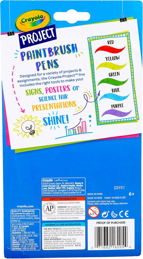 Crayola Washable No Drip Paint Brush Pens, Paint Set for Kids, 5 ct...