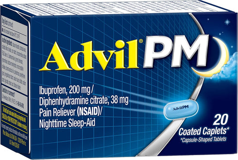 Advil PM (20 Count) Pain Reliever/Nighttime Sleep Aid Coated Caplet, 200mg Ibuprofen, 38mg Diphenhydramine...