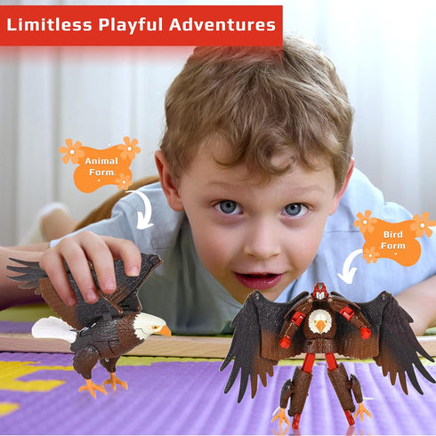 Forest & Twelfth Transforming Jungle Animal Toy Small - Unique Action Figure for Kids, Eagle-to-Robot and Vice-Versa in Seconds, Great Gift for Bo...