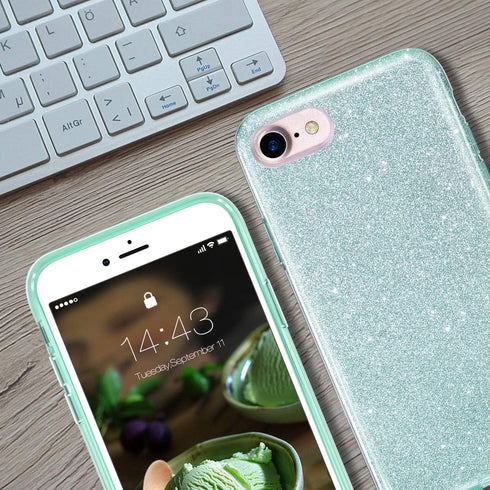 MATEPROX Compatible with iPhone Se 2022 case,iPhone SE 2020 case, iPhone 8 case,iPhone 7 Glitter Bling Sparkle Cute Girls Women Protective Case fo...
