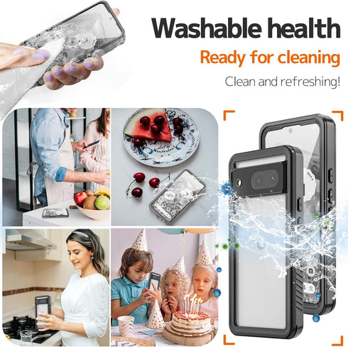 NINKI Compatible with Google Pixel 8 Waterproof Case with Built-in Screen Protector,Full-Body Washable Dual Layers Drop Protection Camera Protecti...