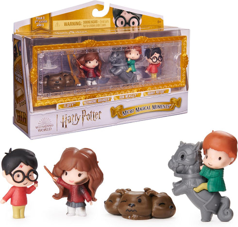 Wizarding World Harry Potter, Micro Magical Moments Scene Gift Set with Exclusive Harry, Hermione, Ron, Fluffy Action Figures & Case, Kids Toys...