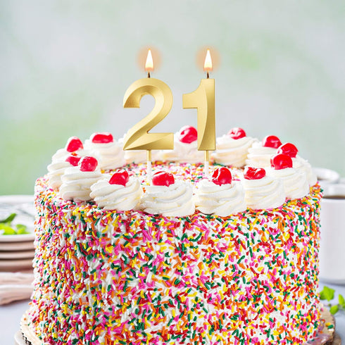 Birthday Candles Numeral Candles Cake Topper Decoration for Birthday Party Wedding Anniversary Celebration Supplies(Gold,21st)...