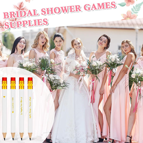 Crtiin 50 Pcs Wedding Pencils for Bridal Shower Half Pencils with Eraser Game Pencils Mini Golf Pencils 4 Inch Short Pocket Pre Sharpened Pencil f...