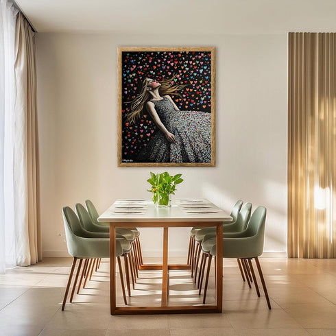 Posterizer 1 pcs-woman and cute colorful hearts-Valentine's day art -1-Romantic Art-Holiday Poster Collection-Gift for Couples boyfriend girlfrien...