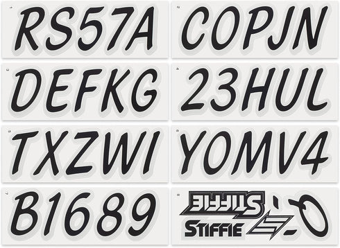 Whipline Solid Black/Silver 3" Alpha-Numeric Registration Identification Numbers Stickers Decals for Boats & Personal Watercraft...