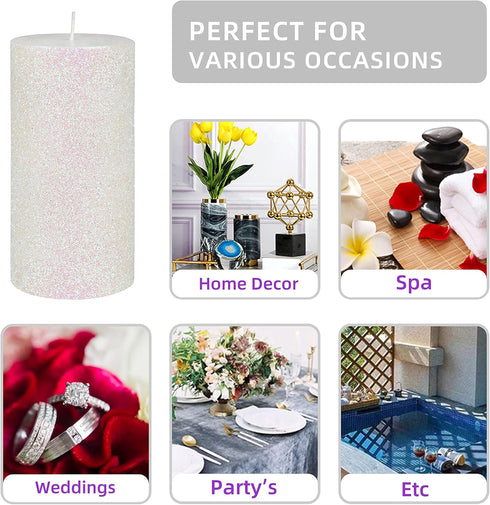 Zest Candle Pillar Candle, 3 by 6-Inch, Metallic White Glitter...