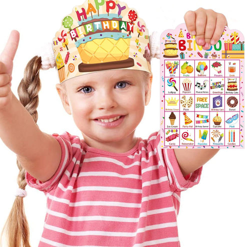 Birthday Bingo Game 24 Players for Kids Die-Cut Bingo Cards Party Game School Classroom Activities Supplies...