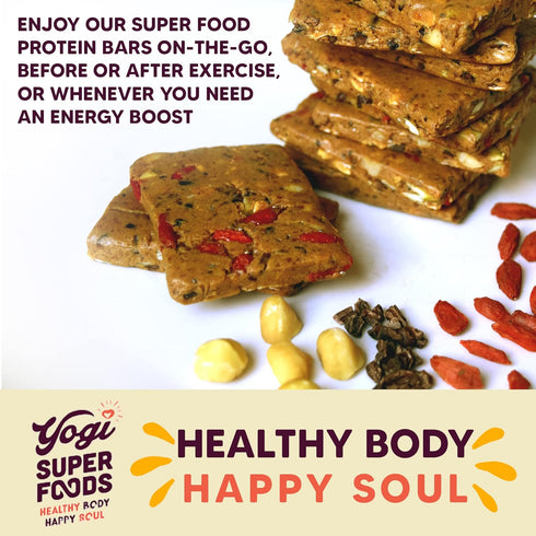 Yogi Super Foods Maca Protein Bars with Cacao for Healthy Energy - Raw, Vegan, Gluten Free, Low Glycemic Superfood Snack Food Bars with Plant Prot...
