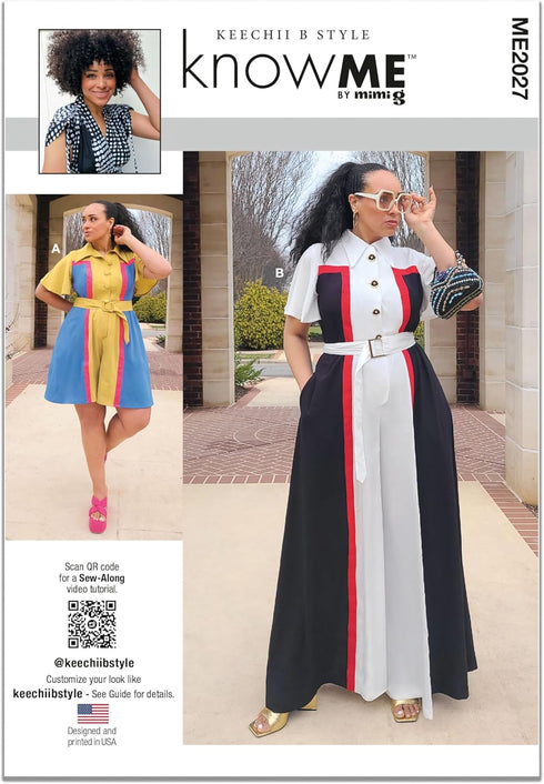 Know Me Misses' and Women's Short Romper and Floor Length Jumpsuit Sewing Pattern Kit, Design Code ME2027, 30W-32W-34W-36W-38W, Multicolor...