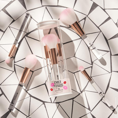 essence | Emily in Paris Mini Brushes | 2 Eye & 2 Face Brushes | Super Soft, Synthetic Bristles for Makeup Application & Blending | Travel Size, V...