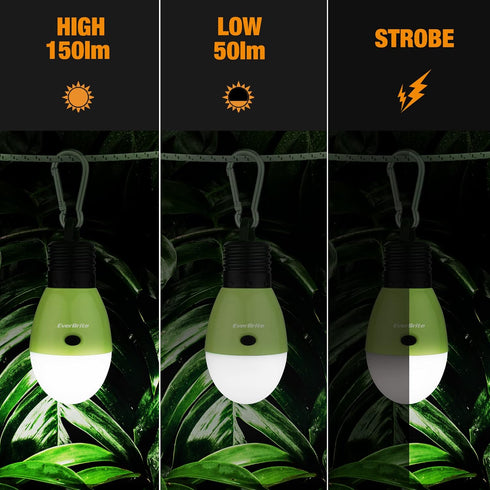 EverBrite Rechargeable Camping Light, Portable Tent Lantern, 3 Lighting Modes, Hanging Tent Light Bulbs with Clip Hook for Hiking, Fishing, Backpa...