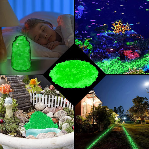 Glow Pebbles, 300 pcs Blue Glowing Rocks, Glow in The Dark Stones for Outdoor Decor, Garden Lawn Yard, Luminous Pebbles for Landscaping, Walkway P...