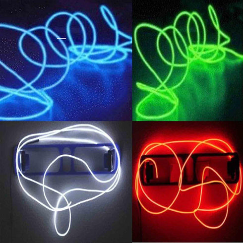 4 Pack - TDLTEK Neon Glowing Strobing Electroluminescent Wire/El Wire(Blue, Green, Red, White) + 3 Modes Battery Controllers...