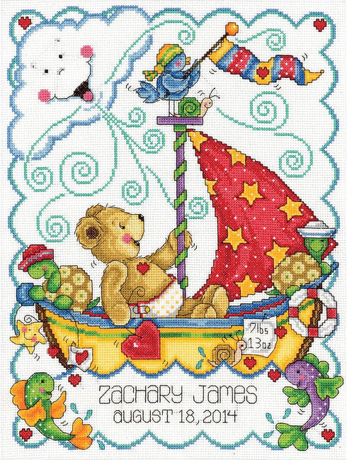 Tobin Sail Away Baby Counted Cross Stitch Kit, 11-Inch x 14-Inch...