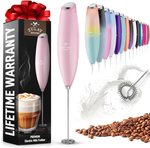 Zulay Powerful Milk Frother for Coffee with Upgraded Titanium Motor - Handheld Electric Whisk, Milk Foamer, Mini Mixer & Coffee Blender for Frappe...