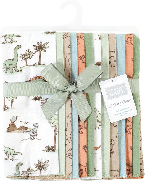 Hudson Baby Unisex Baby Cotton Flannel Burp Cloths Bundle, Dinosaur Adventures, One Size...