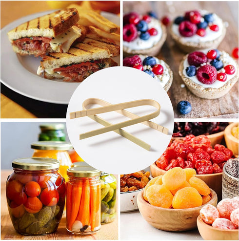 20 Pieces 10 cm Disposable Bamboo Tongs Kitchen Utensils Bread Tongs Natural Bread Tongs for Fruits Tea Toasted Bread Kitchen...