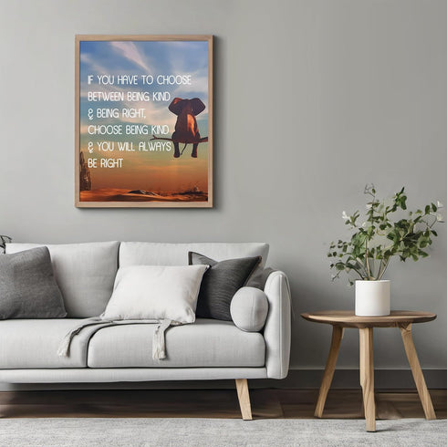 Posterizer 1 pcs-Choose Being Kind-Cute Elephant Poster-Motivational & Inspirational Art-Art for Animal Lovers- Gift for Men Women Entrepreneur Te...