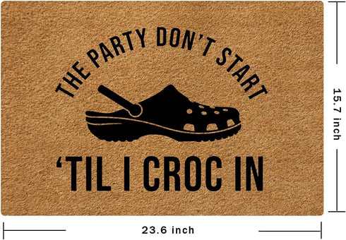 Funny Doormats Don't Start Till I Croc in Welcome Mat for Entrance Way Rubber Back for Front Door Indoor Outdoor Cute Rugs 23.6"(L) x 15.7"(W)...