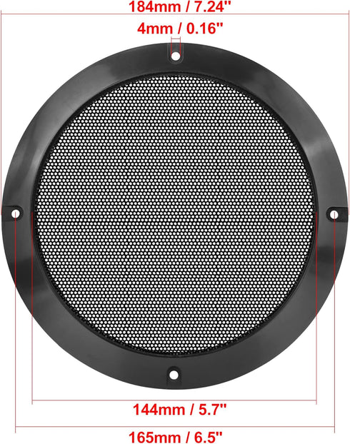 X AUTOHAUX 2pcs 6.5 Inch Metal Glossy Audio Speaker Cover Mesh Subwoofer Grill Horn Guard Decorative Circle Grille Protector Black for Car...