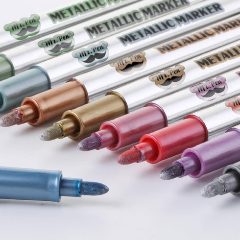 Mr. Pen- Metallic Paint Markers, 10 Colors, Metallic Markers for Black Paper Pens to Write on Black Paper...