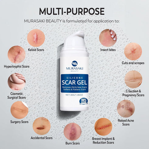 100% Silicone Scar Gel Scar Cream - Advanced Scar Gel for Surgical Scars, C-Section, Stretch Marks, Acne, Injury, Burns, Keloids, Old and New Scar...