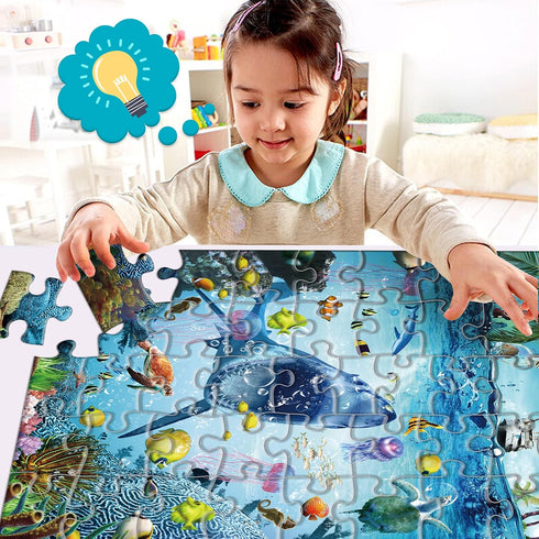 Kids Puzzle for Kids Ages 4-8 Ocean Floor Puzzle/Underwater Shark Pattern Design Puzzle/Raising Children Recognition Promotes Hand-Eye Coordinatio...