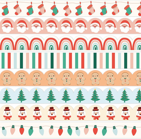 AnyDesign 82Ft Boho Christmas Bulletin Board Borders Xmas Tree Santa Snowman Rainbow Self-Adhesive Trim Border Stickers for Xmas Winter Party Home...