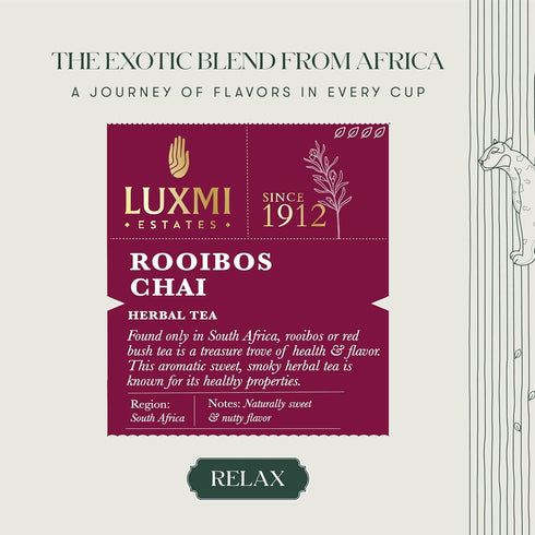 Luxmi Estates - Rooibos Chai - Organic Rooibos Tea with Spices - Loose Leaf - 100g (50 Cups) | with Cinnamon, Cardamom and Clove | Perfect for Mom...