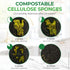 Biodegradable Cellulose Compressed Sponges - Pack of 12 Kitchen Sponges for Cleaning - Heavy Duty and Natural Multipurpose Household Cleaning Spon...